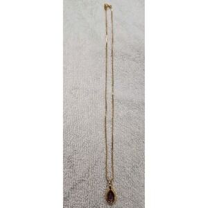 Vintage Trifari  Necklace  W/ Faux Unbranded Amethyst Teardrop Pendant